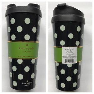 Kate Spade Le Pavilion Polka Dot Black Thermal Mug
